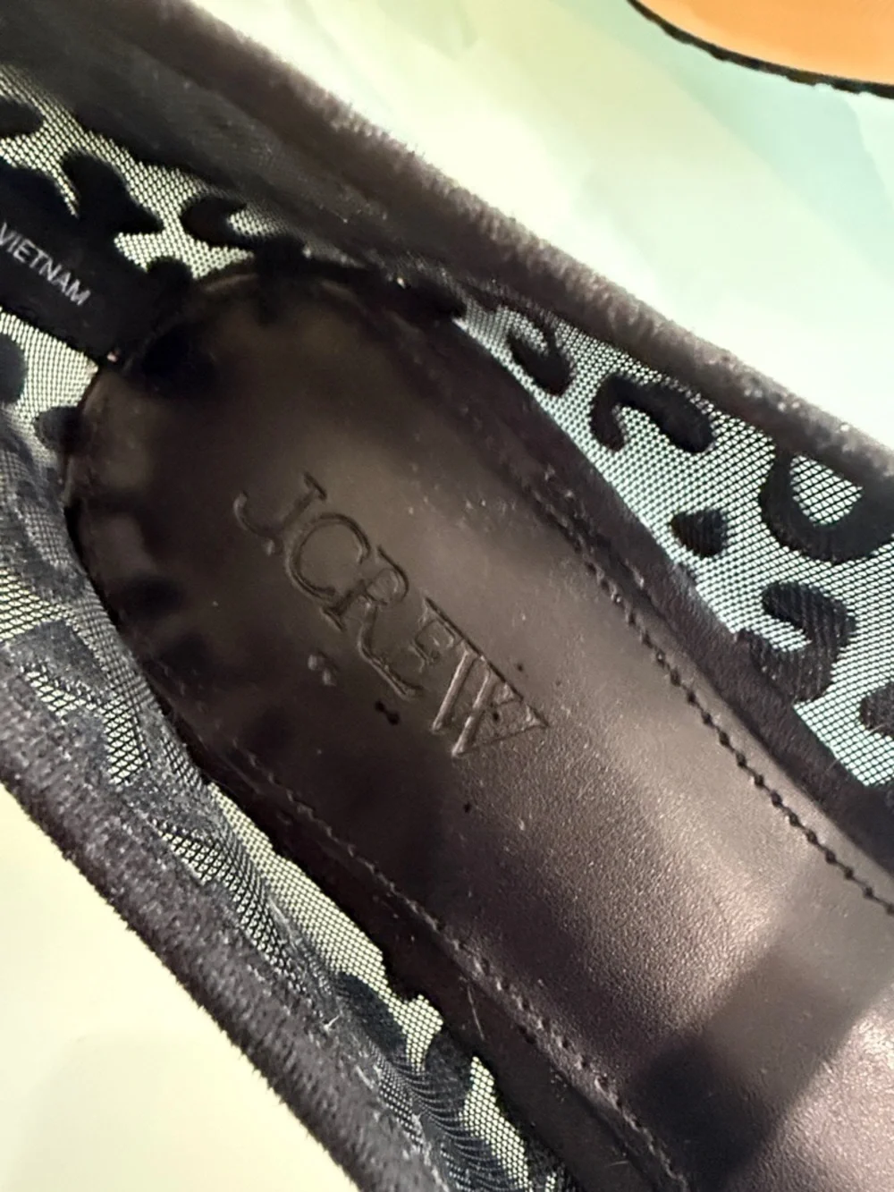 J. Crew Black Sheer Leopard Print Mary Jane Flats Size 7 Mesh Ballet Flats